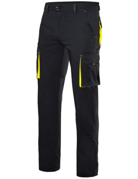 PANTALON STRETCH BICOLOR. NEGRO/AM.FLUOR TALLA 34-60